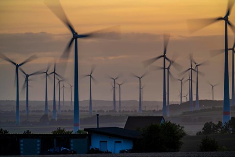 Wind farm, south of the village of Helmern, belongs to Bad Wünnenberg, Paderborn district, OWL,