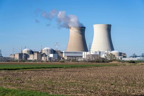 The Doel nuclear power plant on the Scheldt, one of two nuclear power plants in Belgium, consists