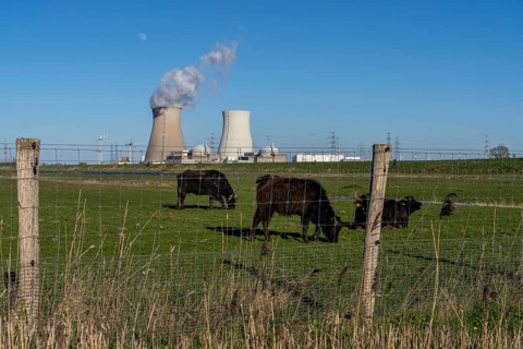 The Doel nuclear power plant on the Scheldt, one of two nuclear power plants in Belgium, consists
