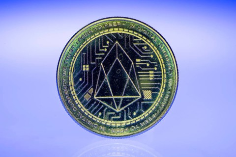 Eos, EOS, cryptocurrency, symbol coin, optical placeholder for the digital currency, blockchain,