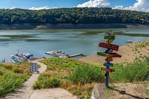 The Edersee, near Waldeck, the third largest reservoir in Germany, currently has only just under