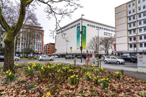 Galeria Kaufhof department stores' in the city centre of Duisburg, on Düsseldorfer Straße, is