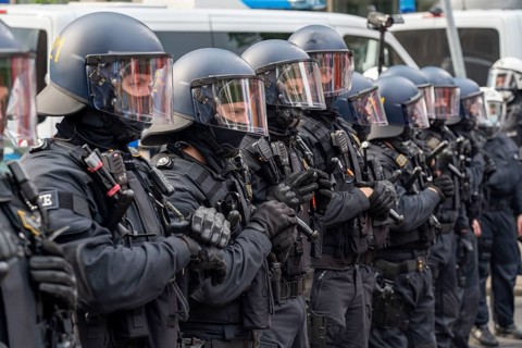 Police operation at a demonstration against the planned assembly law in North Rhine-Westphalia, in