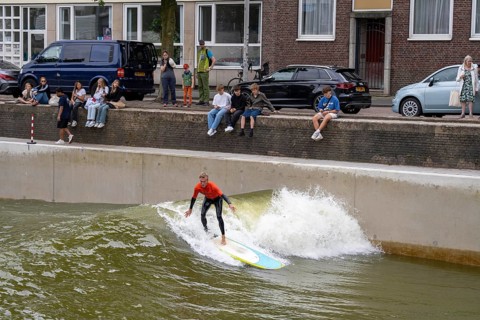Surfing facility in the city centre of Rotterdam, Rif010, supposedly the world's first wave