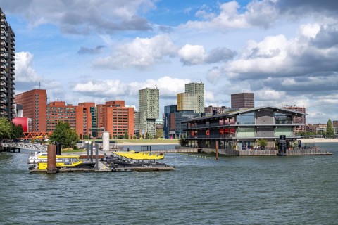 The Floating Office Rotterdam, is considered the world's largest floating office building, jetty