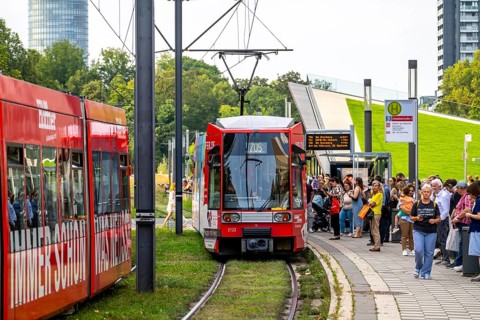 Local transport, Rheinbahn trams, Schadowstraße stop, North Rhine-Westphalia, Germany, Europe