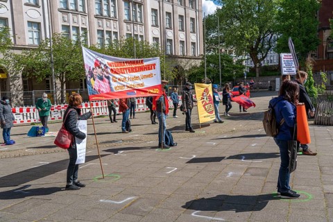 Demonstration on 1 May, on the Weberplatz in Essen, an alliance of left-wing parties and groups had
