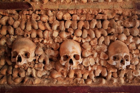 Capela dos Ossos, Bone Chapel, an ossuary in Faro, Portugal, which belongs to the 18th century