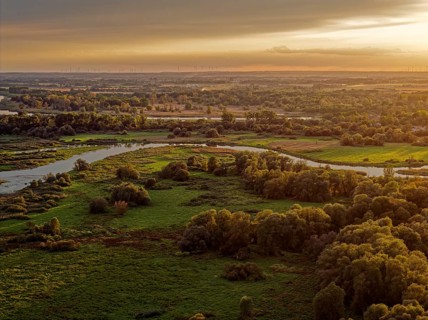 Evening light over the Warta Estuary National Park, Park Narodowy Ujscie Warty, where the Warta