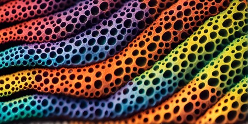Nano material inspired by gecko feet with intricate patterns and vibrant colors representing