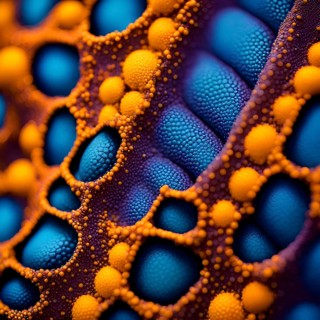 Nano material inspired by gecko feet with intricate patterns and vibrant colors representing