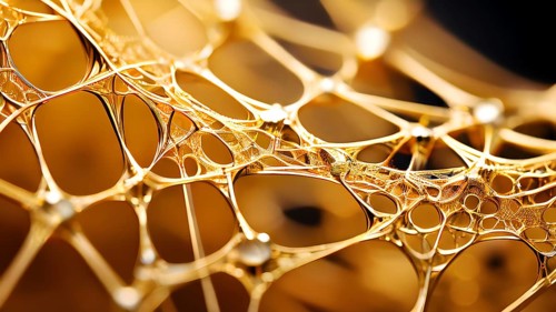 Network of interconnected shapes inspired by the structure of spider silk representing strength and