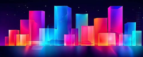 Modern abstract cover template with vibrant perspective 3d geometric prism shapes, AI generated