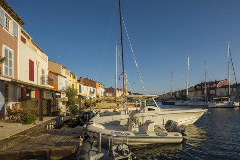 Panorama, Sunset, Port Grimaud, Bay of St. Tropez, Département Var, Cote d'Azur,