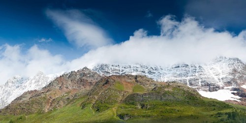 Mountain panorama on the Langgletscher in Valais, Bernese Alps, Lötschental, hiking, mountains,