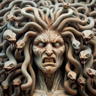 Greek mythology, the Gorgon Medusa with snakes in her hair, the sight of her turned everyone to