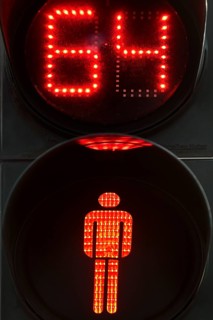 Red pedestrian lights with second display of the red phase, Bochum, Ruhr area, North