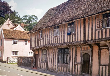 Historische mittelalterliche Gebäude, Lavenham, Suffolk, England, UK, Juli 1972