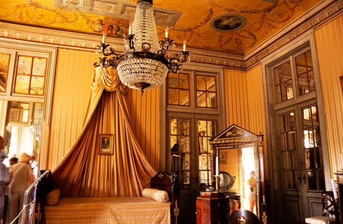 Interior of the National Palace of Queluz, Sintra, near Lisbon, Portugal Bedroom furniture and
