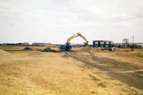 Mechanical excavation machinery, Cambridge University archaeological site called Great Shelford,