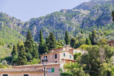 View of Deia village, Deia, Mallorca, Balearic Islands, Spain, Europe