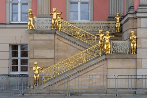 Golden Angel Staircase, Puttentreppe, City Palace and State Parliament, Potsdam, Brandenburg,