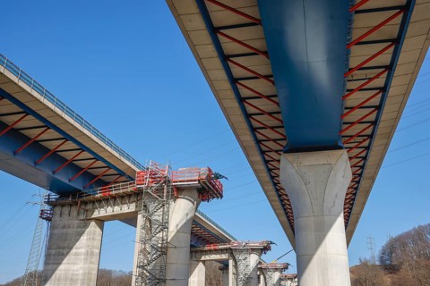 Hagen, North Rhine-Westphalia, Germany - New construction of the A45 Lennetal motorway bridge, the