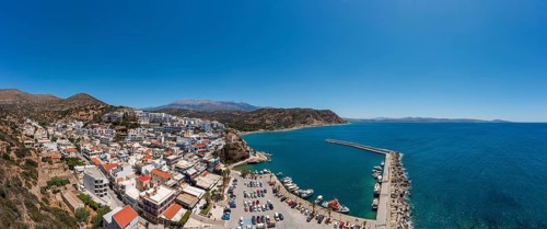 Drone image of Agia Galini, South Crete, Crete, Greece, Europe