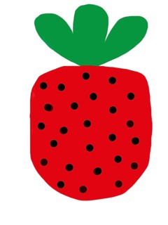 Naive illustration, children's drawing, red strawberry