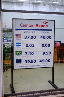 Colonia del Sacramento, Colonia, Uruguay, exchange office, Cambio Aspen, display board with