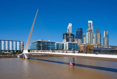 Buenos Aires, Argentina, The Puente de la Mujer (Women's Bridge) is located in the harbour of