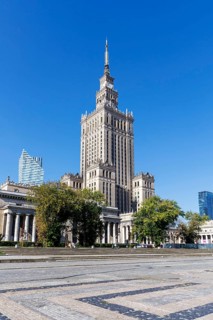 Palace of Culture building in the city centre in Warsaw, Poland, Europe