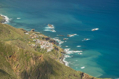 Panorama of Cabezo del Tejo, coast near Taganana, Anaga Mountains, Anaga, Tenerife, Northeast,