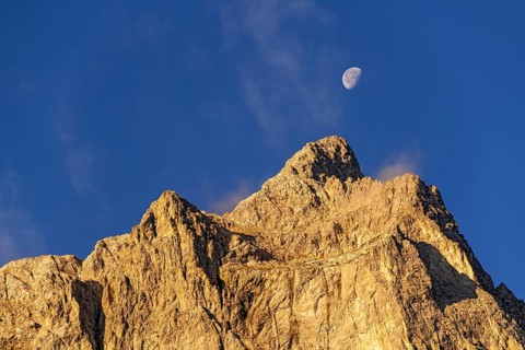 Spritzkarspitze, above the moon, Karwendel Mountains, Tyrol, Austria, Europe