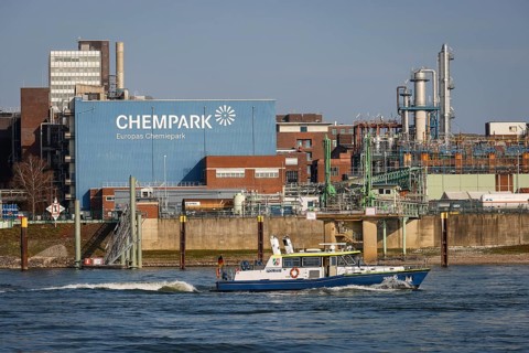 Leverkusen, North Rhine-Westphalia, Germany - Bayer Chempark Leverkusen, plant site on the Rhine,