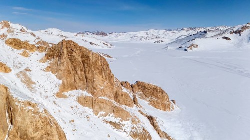 Winter landscape of the Pamir Plateau, Jarty Gumbez, Gorno-Badakhshan Province, Tajikistan, Central