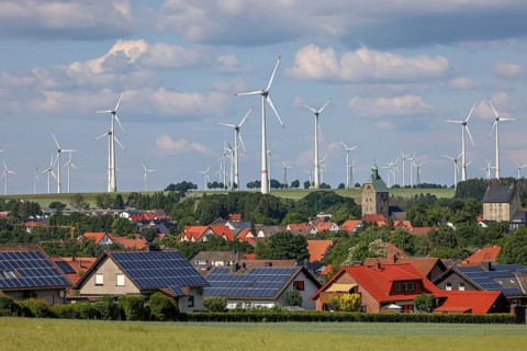 Lichtenau, North Rhine-Westphalia, Germany, wind farm in the village of Lichtenau. The wind farm is
