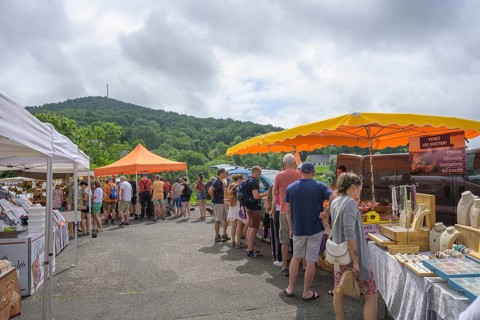 Market in Saint-Nectaire, Département Puy-de-Dôme, France, Europe