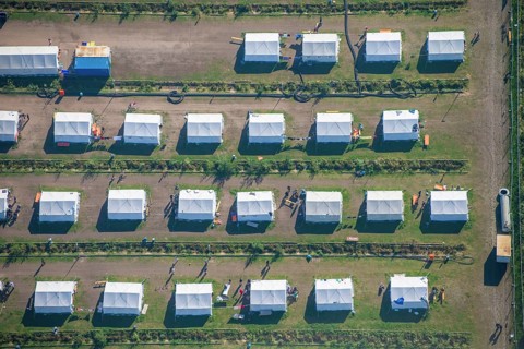Tent camp, tent, accommodation, emergency accommodation, asylum, asylum seekers, aerial view,