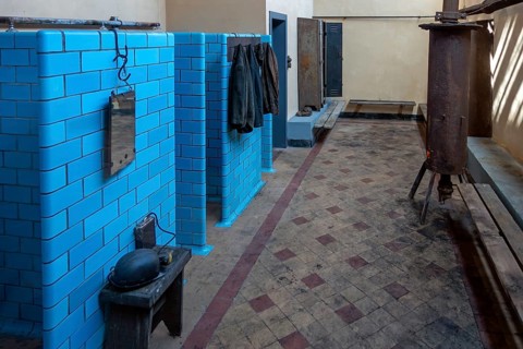 Coal miners' foremen's showers at Le Bois du Cazier, coal mining museum at Marcinelle near