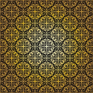 Geometric gold lace seamless pattern. Arabic tile lattice vector background.