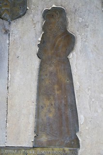 Tudor brass memorials wife of Edward Duke family, 1593, St Mary parish church, Benhall, Suffolk,