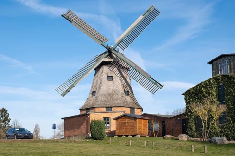 Town windmill, Galerie-Holländer, Malchow, island town, Mecklenburg Lake District, Mecklenburg,