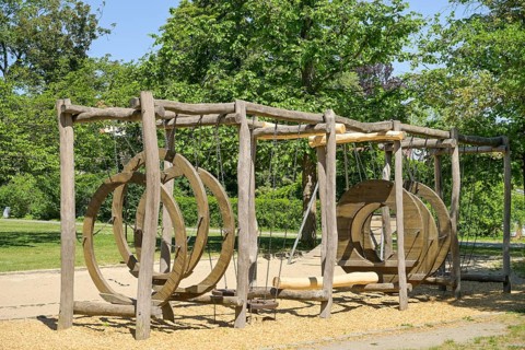 Playground, climbing frame, Zehner Park, Thielallee, Dahlem, Steglitz-Zehlendorf, Berlin, Germany,