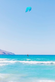 Kitesurfing, Episkopi beach, Rethymno, Crete, Greek Islands, Greece, Europe
