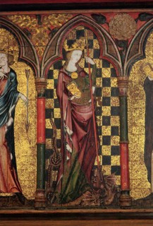 Saint Margaret of Antioch, Medieval Retable painting, church of Saint Mary, Thornham Parva,