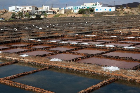 Evaporation of sea water in salt pans, Museo de la Sal, Salt museum, Las Salinas del Carmen,