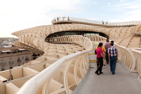 Metropol Parasol wooden structure in Plaza La Encarnación, Seville, Spain, architect Jürgen