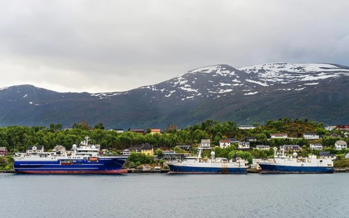 Ships in the fjord, ALESUND, Geirangerfjord, Fjords, Norway, Europe