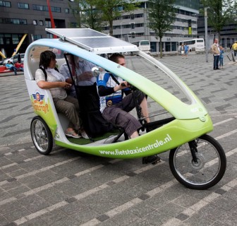 Pedal and solar powered taxi vehicle Rotterdam, Netherlands